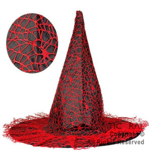 SOMBRERO BRUJA NEGRO CON TELARA�A ROJA x 1